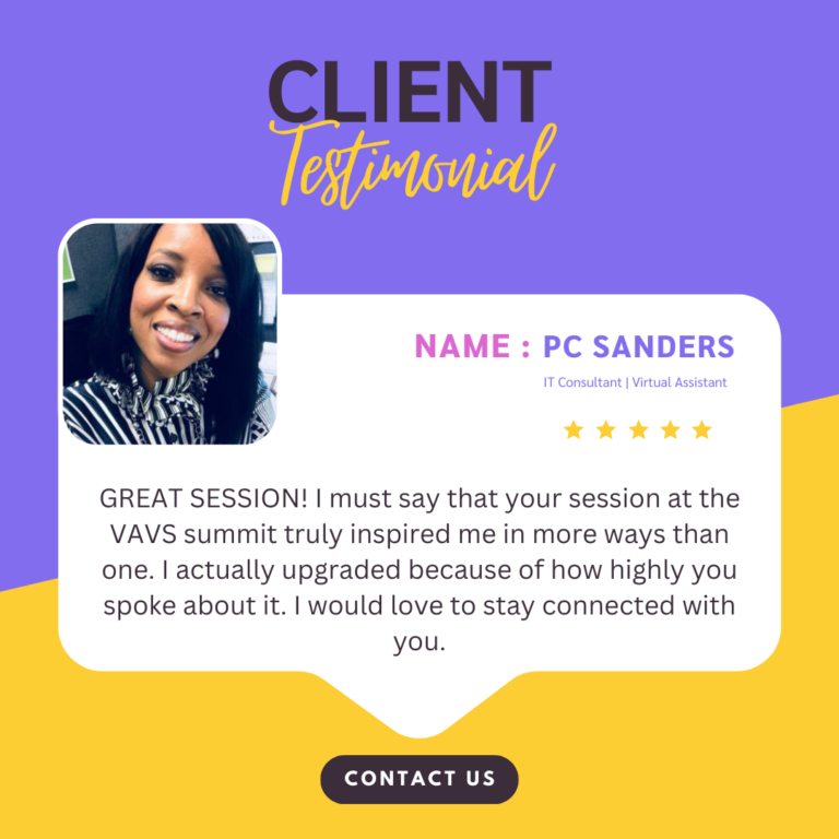 PC Sanders Client Testimonial IT Consultant | Virtual Assistant